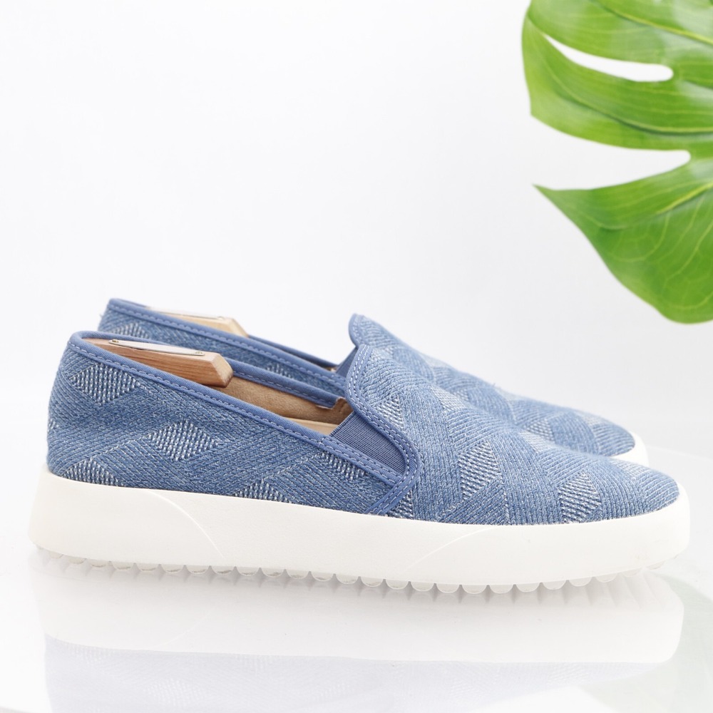 Lucky Brand Shoes Womens Gimmony Slip On Size 9.5 Blue Woven Casual Comfort Flat